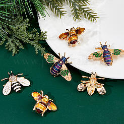 6 шт. 3 стили эмалевых булавки в виде пчел&nbsp;JEWB-FH0002-58