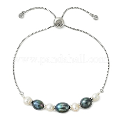 Verstellbare Armbänder mit Schiebeverschluss aus natürlichen Süßwasserzuchtperlen&nbsp;KK-BJEW-JB14102-02