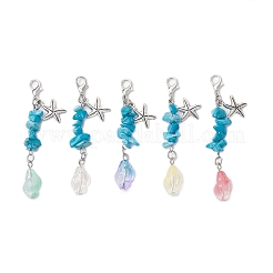 Подвеска в виде морской звезды из стекла и сплава&nbsp;HJEW-JM03217