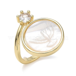 Anillos abiertos de latón con micropavé de circonitas cúbicas transparentes&nbsp;KK-CBA56EF-41C-G