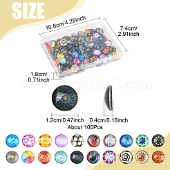 100 Stück bedruckte halbrunde Kuppel-Cabochons aus Glas&nbsp;GGLA-FS0001-13