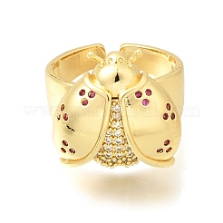 Messing Micro Pave Zirkonia Manschette offene Ringe&nbsp;RJEW-D346-01G-01
