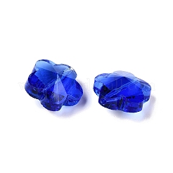 透明ガラスビーズ  多面カット  スモモの花  ブルー  13x13.5x8.5mm  穴：1mm&nbsp;LS-GLAA-Q066-14mm-C07