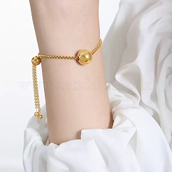 Bracelets coulissants à chaîne à breloques rondes en acier inoxydable 304 pour femmes&nbsp;MP4435-2
