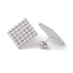 Orecchini a bottone rombo in acciaio inossidabile 304 anti-ossidazione per donna&nbsp;EJEW-E199-02P