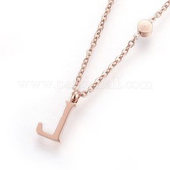 Colliers pendentifs initiaux en acier inoxydable 304&nbsp;NJEW-G321-04RG-L