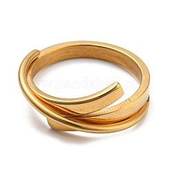 イオンプレーティング（IP）304ステンレススチールリング（女性用）  ラップリング  ゴールドカラー  usサイズ7（17.3mm）&nbsp;RJEW-E078-03G