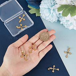 6 шт. 6-х цветный крест с цветком из латуни с микропаве из кубических цирконий KK-CA0002-15