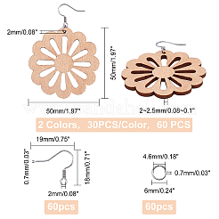 Наборы для изготовления деревянных висячих серег своими руками DIY-FH0002-81