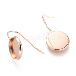 304ステンレススチールピアスフック  フラットラウンド  ローズゴールド  トレイ：10mm  20x12mm  ピン：0.7mm&nbsp;X-STAS-F227-22B-RG
