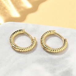 Текстурированные латунные серьги-кольца EJEW-A132-13G