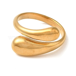 Ионное покрытие (ip) 304 нержавеющая сталь каплевидные открытые манжеты кольца для женщин RJEW-Z054-06G-02