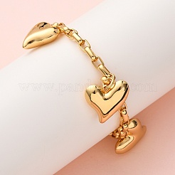 Браслеты с подвесками в виде сердечек из нержавеющей стали 304&nbsp;BJEW-G758-02G