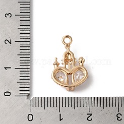 真鍮チャーム  ガラスと  城の魅力  透明  20x13x4mm  穴：1.6mm&nbsp;KK-C062-041G-01