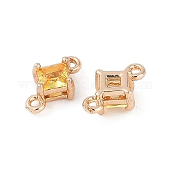Breloques connecteurs en laiton pavé de losanges en verre&nbsp;GLAA-Q088-001D