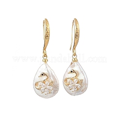 Orecchini pendenti in conchiglia d'acqua dolce naturale e ottone&nbsp;EJEW-JE07443-02