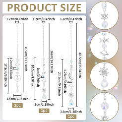 3 Stück 3 Stile hängende Sonnenfänger aus Glas und Legierung&nbsp;AJEW-NB0008-75