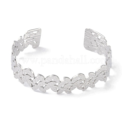 Не тускнеющие открытые браслеты-манжеты из нержавеющей стали 304 с цветком для женщин&nbsp;BJEW-C071-14P