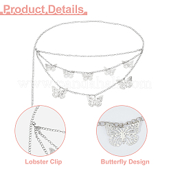 2 шт. 2 цвета алюминиевая бабочка кисточка 3 слоя цепочка на талию для женщин и девочек AJEW-HS0001-17