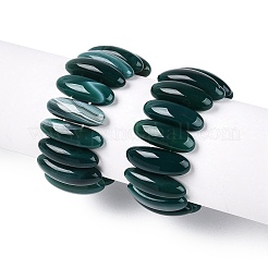 Bracelets extensibles ovales en perles d'agate naturelle pour femmes et hommes&nbsp;G-Q601-23D