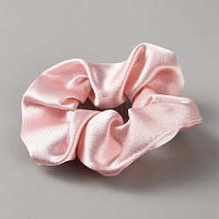 サテンの伸縮性のあるシュシュ/シュシュヘアタイ  ポニーテールホルダー  ピンク  77~90x88~102x20~30mm  内径：37mm&nbsp;OHAR-WH0816-003B