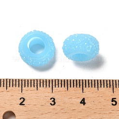 レジンヨーロピアンビーズ  大穴ビーズ  テクスチャーロンデル  ライトスカイブルー  12x6.5mm  穴：5mm&nbsp;RESI-B020-04B