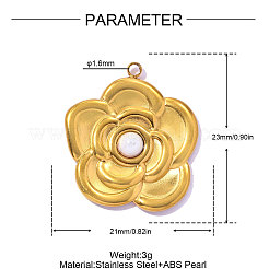 Anhänger aus Edelstahl 304 und ABS-Kunstleder mit Imitationsperlen&nbsp;STAS-OY017-02G