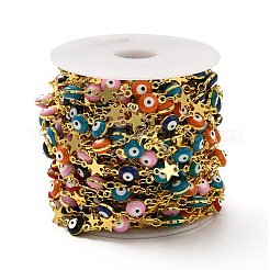 Occhi diabolici colorati e catene a maglie a stella in ottone&nbsp;CHC-A006-05G