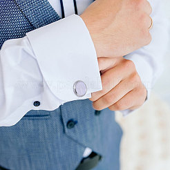 Manschettenknöpfe aus Messing mit weißen Muscheln&nbsp;FIND-GL0002-07