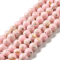 Fili di perle sintetiche turchesi e conchiglie montate&nbsp;G-D482-01D-06