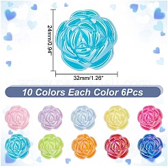 60 шт. 10-цветные переливающиеся акриловые бусины с УФ-покрытием&nbsp;MACR-AR0001-23