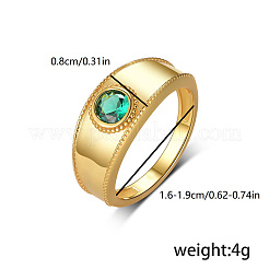 Кольца для пальцев с зелеными кубическими цирконами и паве из латуни&nbsp;YY7956-3