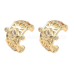 Pendientes de brazalete en forma de C con rombos de latón y micro pavé de circonitas cúbicas transparentes.&nbsp;EJEW-L316-01G-03