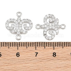 Breloques de connecteur en laiton micro pavé de zircone cubique transparente&nbsp;CU-CBA7BFE-03A-P