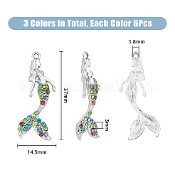 18шт. 3-х цветный сплав с подвесками из стразов&nbsp;FIND-DC0004-15