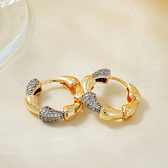 Минималистичные серьги-кольца из бамбуковой латуни с прозрачным кубическим цирконием XL2629