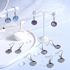 Kit para hacer aretes colgantes de acero inoxidable 304 con cúpula en blanco&nbsp;DIY-SP0001-08C-P