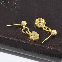 Ohrstecker aus Messing mit Mikropavé und Zirkonia für Damen&nbsp;EJEW-A167-10G