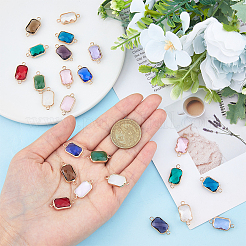 24 шт. 12-цветные граненые стеклянные подвески-соединители из сплава&nbsp;FIND-FI0001-08B