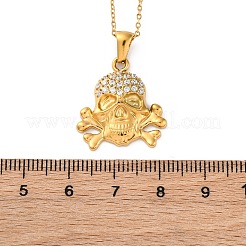 Ожерелья с подвеской в виде черепа из нержавеющей стали 304 с кристаллами и стразами NJEW-Z057-03C-G