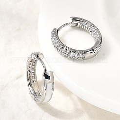 Латунные серьги-кольца из прозрачного кубического циркония EJEW-K276-11P-02