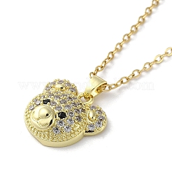 Ожерелья с подвеской в виде медведя из латуни со стразами NJEW-Z026-03A