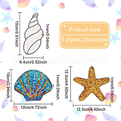 6 Stück 3-Stil-Strandthema-Glitzer-Stoffflecken&nbsp;PATC-FG0001-18