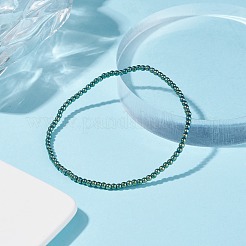 女性のためのガラスの丸いビーズのストレッチブレスレット  ブルー  内径：2-1/8インチ（5.5cm）  ビーズ：2mm&nbsp;BJEW-JB07911-04