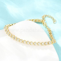 Pulseras de eslabones de latón con circonitas cúbicas en forma de corazón.&nbsp;KK-CBA960E-15G