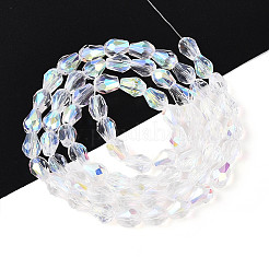 Прозрачные стеклянные бусины гальваническим пряди&nbsp;EGLA-N023-6x8mm-A01