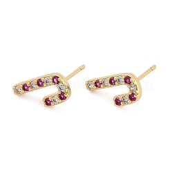 Boucles d'oreilles à tige en laiton plaqué oxyde de zirconium pour rack de Noël&nbsp;EJEW-K245-55C-G