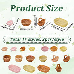 34 mini modèle de panier en rotin et résine à 17 styles&nbsp;DJEW-SP0001-60