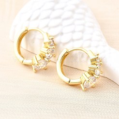 Латунные серьги-кольца из прозрачного кубического циркония EJEW-Z121-06G
