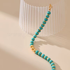 Женские браслеты из синтетической бирюзы и латуни с круглыми бусинами&nbsp;QJ7168